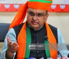 Jaipur: BJP Minority Board National President Hazi Jamal Siddiqui during a press conference ahead the upcoming local bodies elections at party office in Jaipur,Rajasthan,India, Friday, Oct. 16, 2020.(Photo by Vishal Bhatnagar/NurPhoto via Getty Images)
