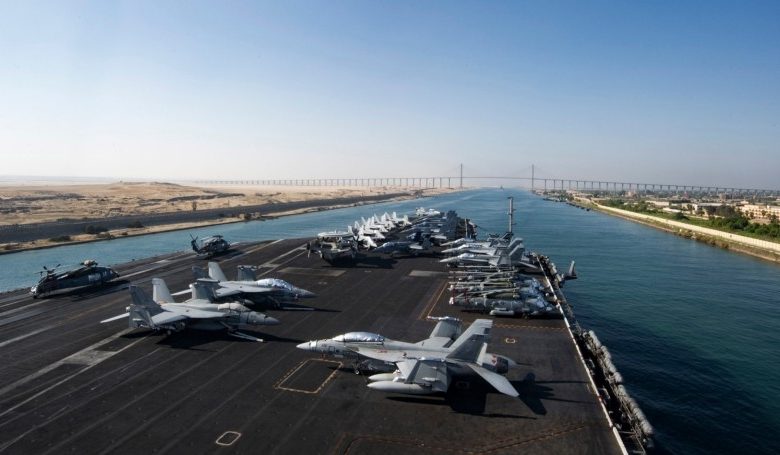 US Navy's Eisenhower crossing the Suez Canal