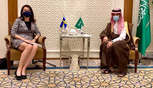 Swedish Foreign Minister Ann Linde meets Saudi Minister of State for Foreign Affairs Adel Al-Jubeir