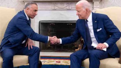 Joe Biden and the Iraqi prime minister, Mustafa al-Kadhimi,