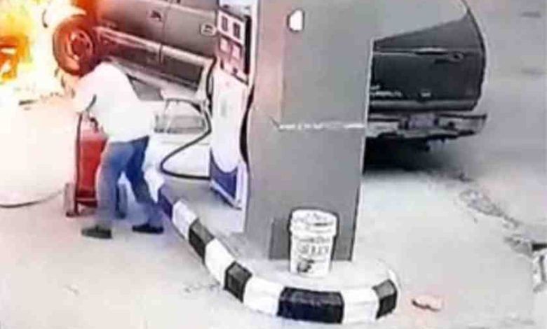 Saudi woman crashes her car into a gas station