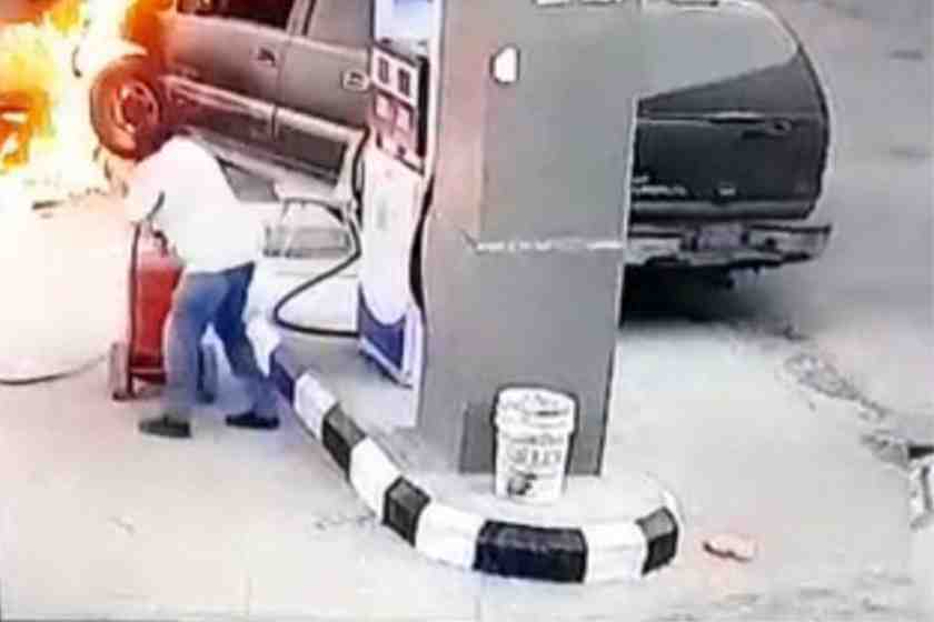 Saudi woman crashes her car into a gas station