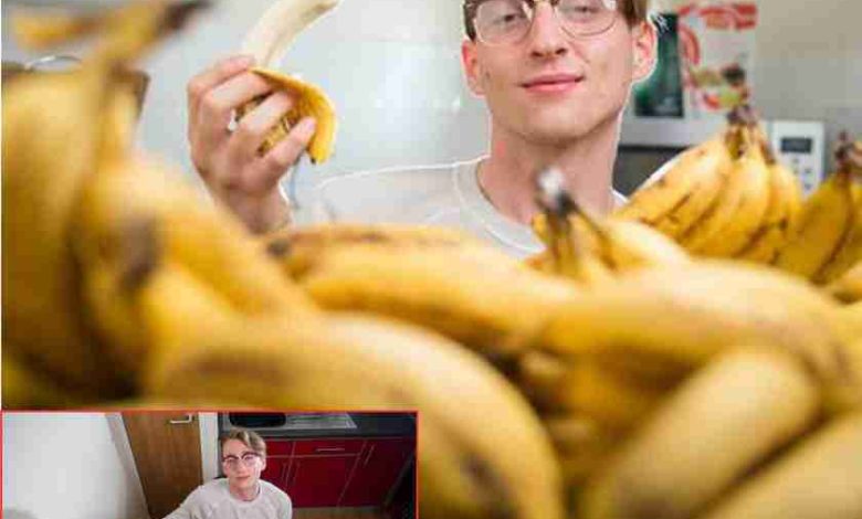 A young man who eats 150 bananas a week