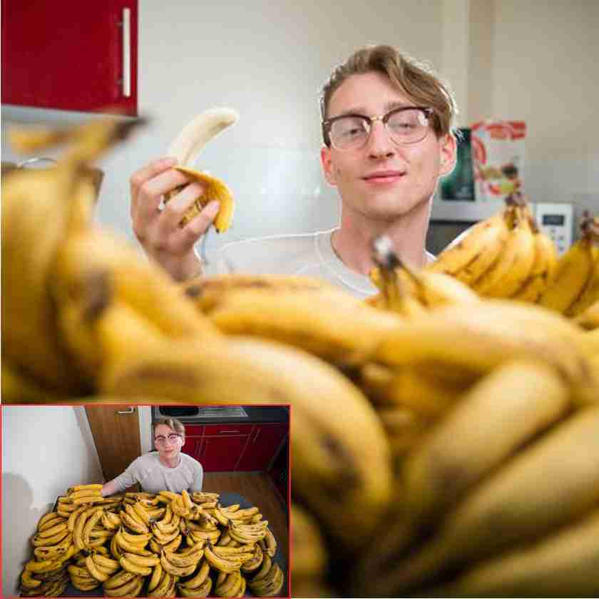 A young man who eats 150 bananas a week