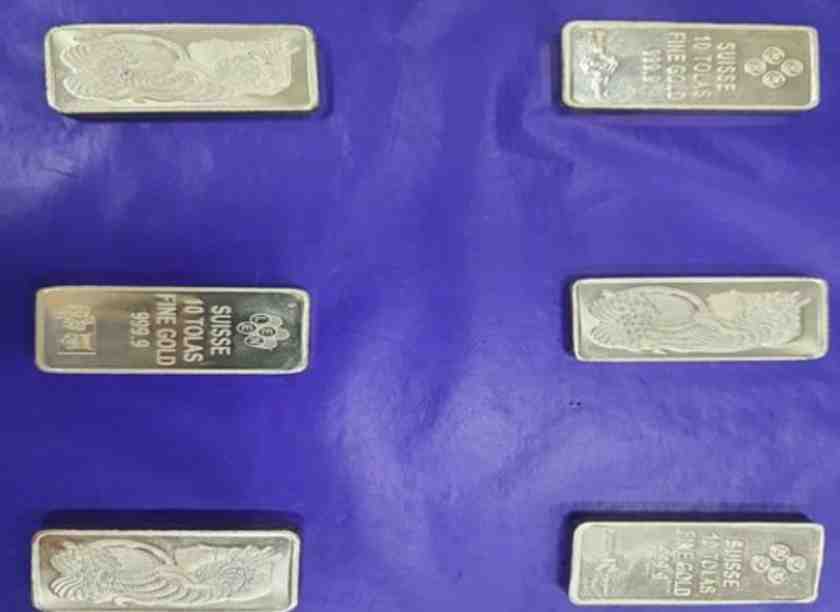 A Customs team seized six gold biscuits worth over Rs 34 lakh from two passengers travelling from Riyadh in Saudi Arabia at Lucknow's Charan Singh International Airport
