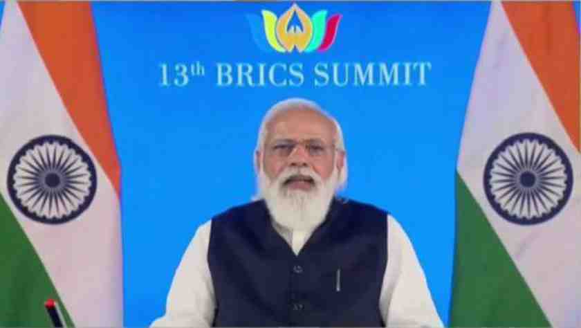 Narendra Modi addressing the 2021 BRICS Summit