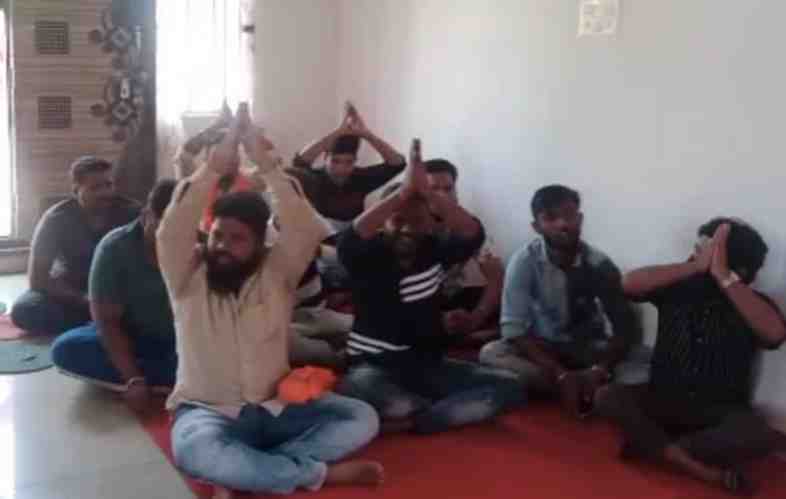 Bajrang Dal-VHP workers sang hymns at the church in protest