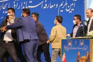 The new governor of East Azerbaijan was slapped during his swearing-in ceremony