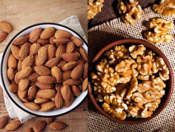 soaked almonds and walnuts