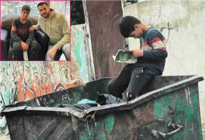 picture-of-a-child-reading-a-book-sitting-in-the-garbage