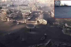 People are shocked by the black snowfall in a Russian village