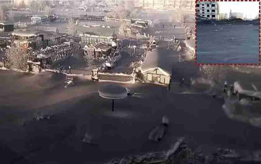 People are shocked by the black snowfall in a Russian village