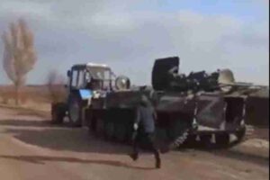 Video of Ukrainian farmer stealing Russian tank goes viral