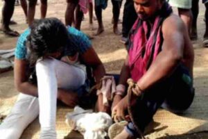 Accused of illicit love, the lover walked around the whole village wearing a garland of shoes and slippers