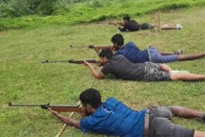 bajrang dal holds a weapon at a training camp in karnataka