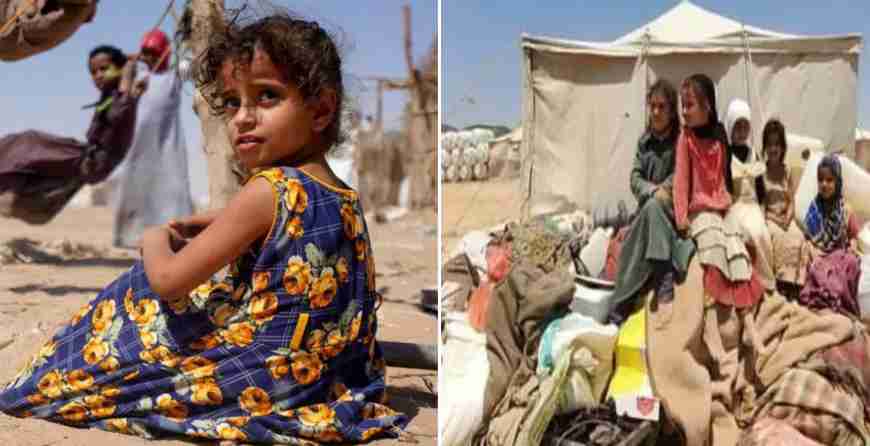 a tent, a piece of bread and a book is the dream of yemeni children