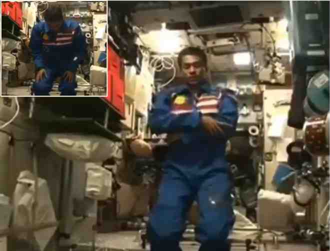 muslim malaysian astronaut offering namaz in the space station