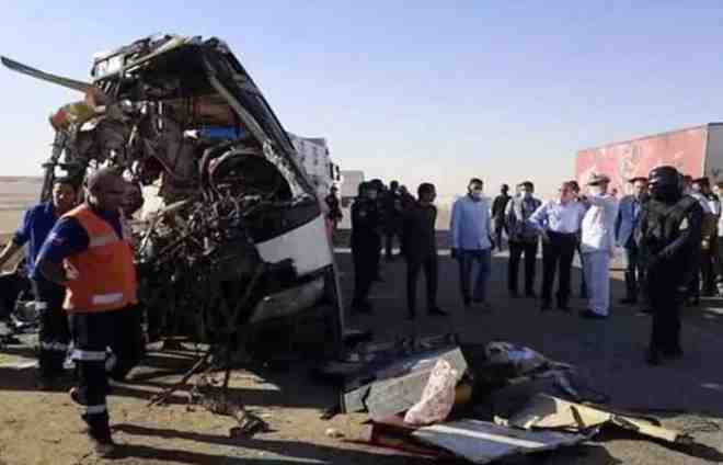 a collision between a passenger bus and a truck in egypt 22 people were killed 33 injured