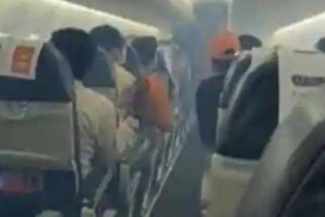 the spicejet flight to jabalpur had to make an emergency landing in delhi a fire broke out in the plane all passengers deplaned safely