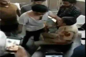 viral video shows constable beaten by mob inside police station