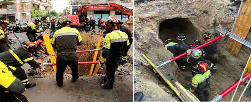 italian police rescued a bank robbery suspect who was stuck in a tunnel