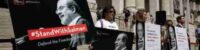new york solidarity rally of friends and writers of infamous salman rushdie