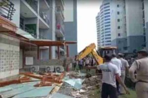 the noida authority bulldozed illegal construction of shrikant tyagi accused of sexually assaulting a woman