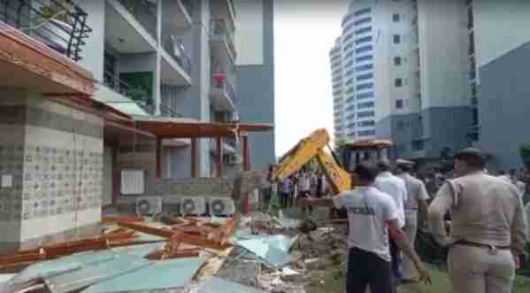 the noida authority bulldozed illegal construction of shrikant tyagi accused of sexually assaulting a woman