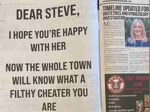 interesting response to the woman who advertised her husband infidelity