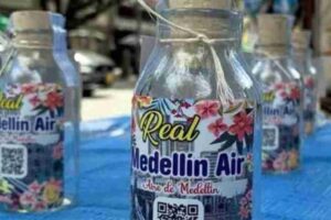 young man selling bottled air