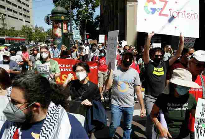demonstrations in america against google and amazon for providing support to israel