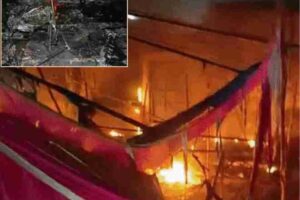durga puja pandal fire in bhadohi district fire breaks out at durga puja pandal 60 people burnt 2 killed
