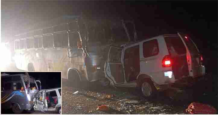 mp car and bus collide 11 died including two children car driver injured