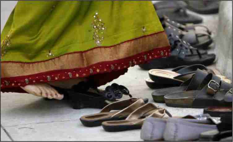 removing shoes and slippers inside home