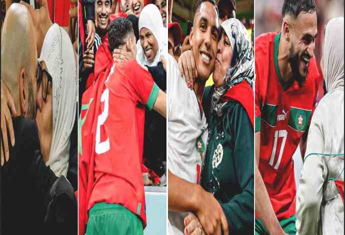 fifa world cup 2022 Moroccan Footballer Achraf Hakimi morocco atlas lions celebrate with their mothers
