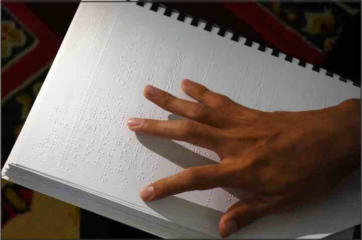 braille copies of quran and books for the blind in the library of masjid nabawi