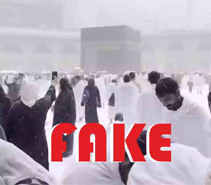 fake viral video of snow falling in masjid al haram on social media