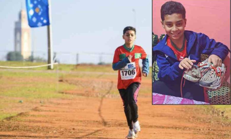 picture of morocco boy racing in duct tape shoes goes viral