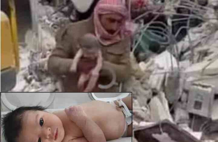 a newborn baby girl who was rescued from the wreckage was adopted by her rescuer