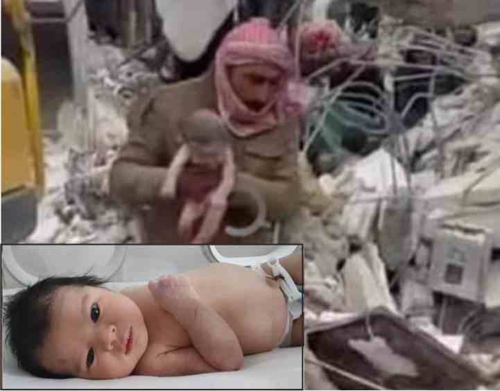 a newborn baby girl who was rescued from the wreckage was adopted by her rescuer