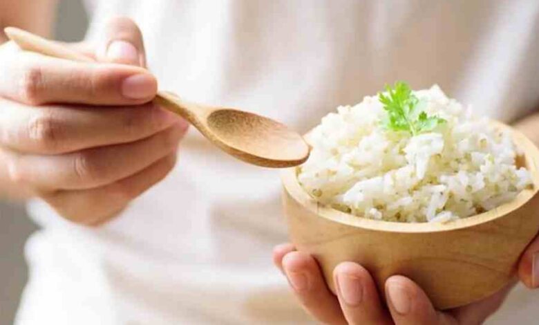 white rice eating