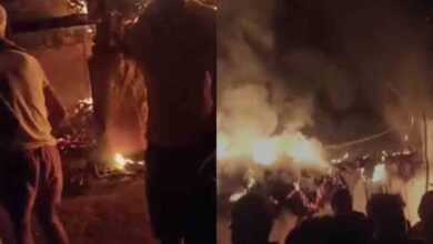 five persons including 3 children of the same family were killed in the violence in the hut