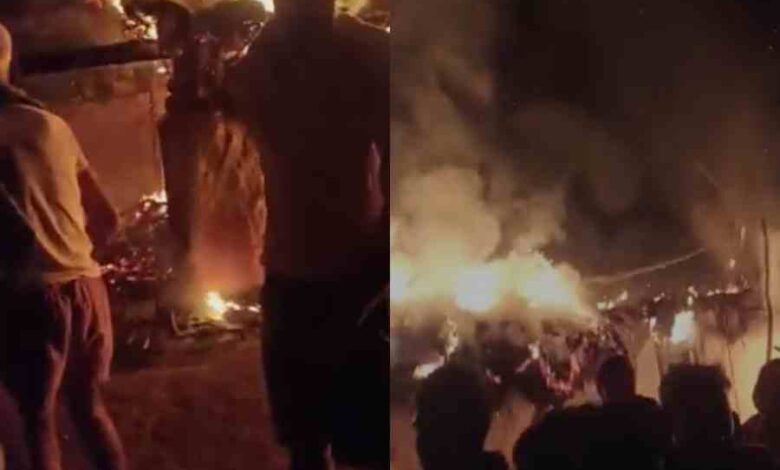 five persons including 3 children of the same family were killed in the violence in the hut