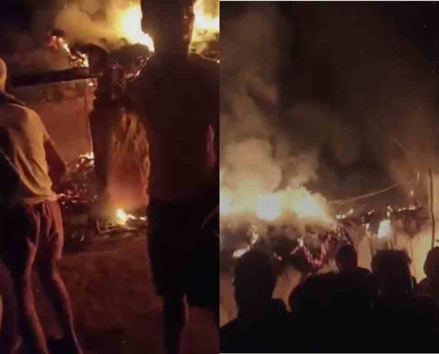 five persons including 3 children of the same family were killed in the violence in the hut