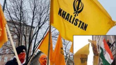pro khalistan sikh activists hoisted the flag of khalistan at the indian embassy in london