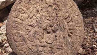 an amazing archaeological discovery has been made in mexico a stone disc discovered depicts two people playing football