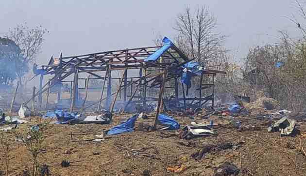 myanmar army bombed anti government gathering dozens killed