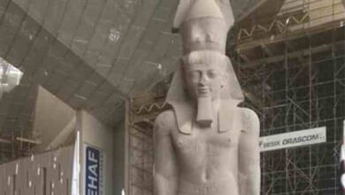 rain water reaches the statue of ramses ii chaos in egypt