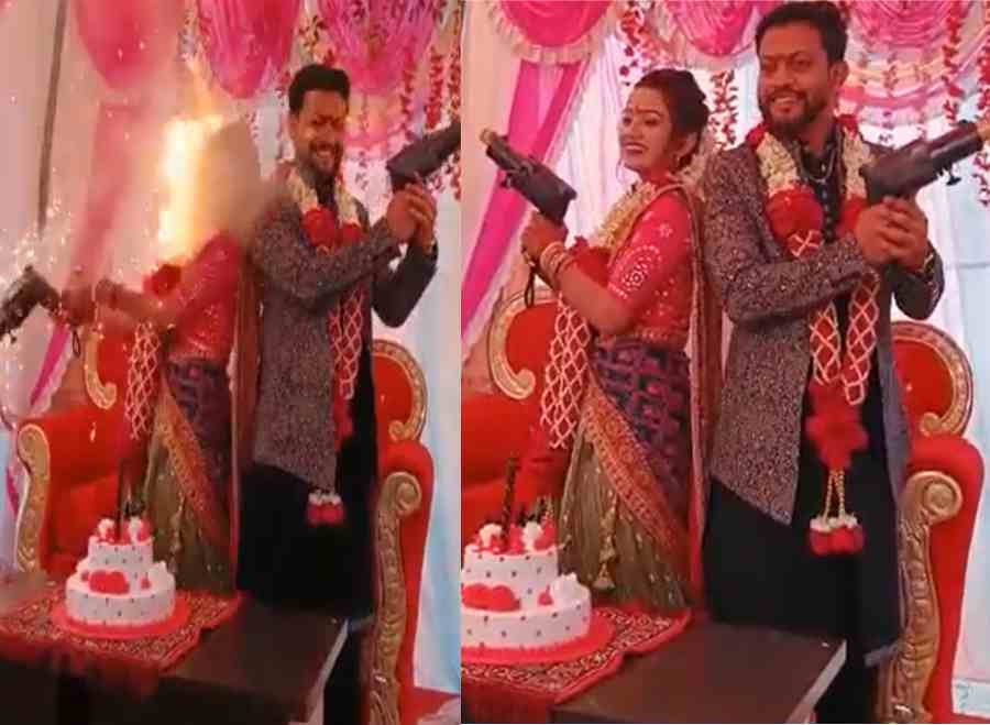 the brides face got burnt amid the stunts on the wedding stage the video went viral