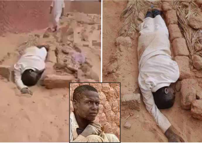 a young man from algeria sleeps next to his mother's grave two years ago.